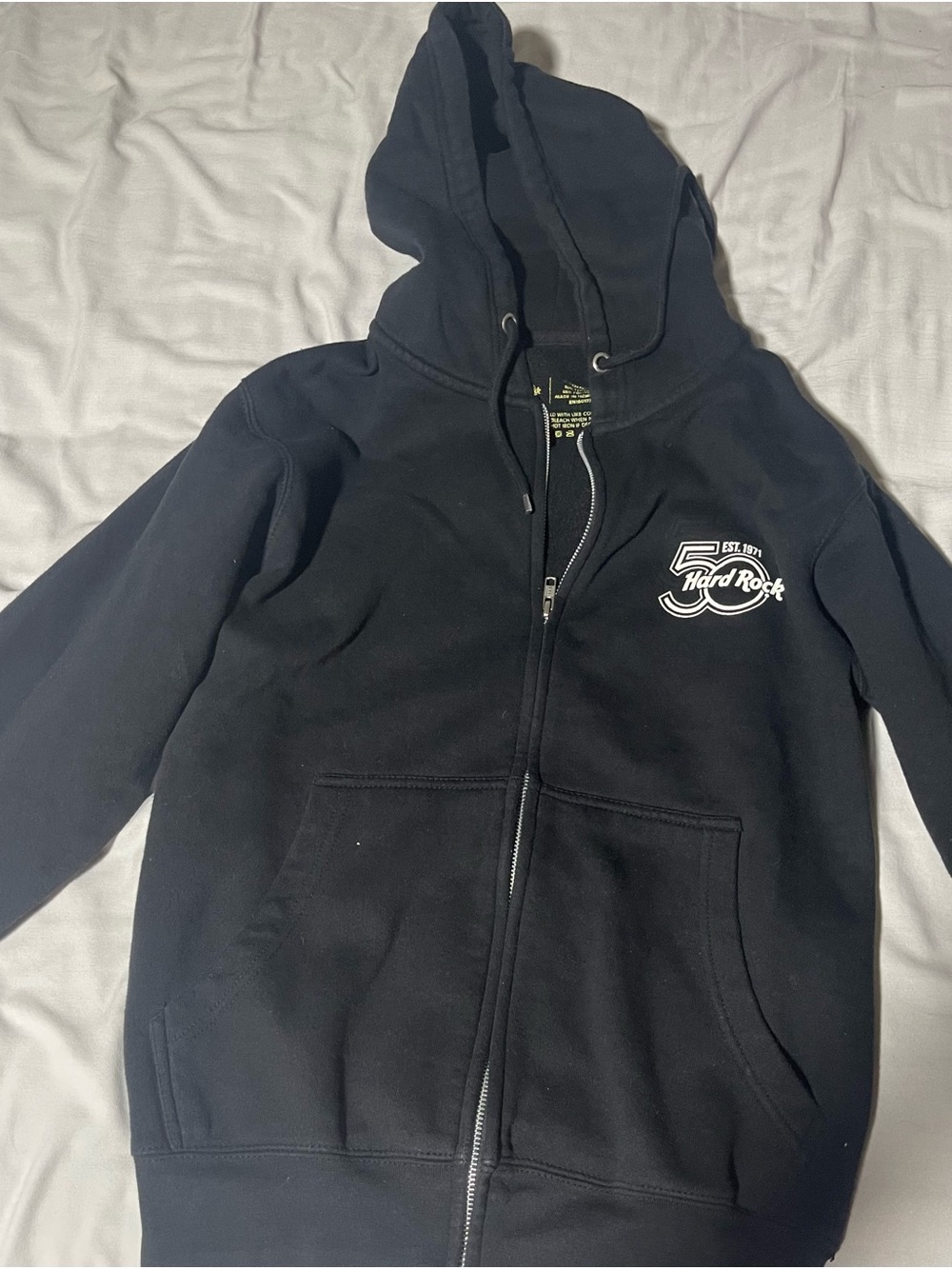 Hard Rock Cafe Black Kids Zip Hoodie with 50th Logo